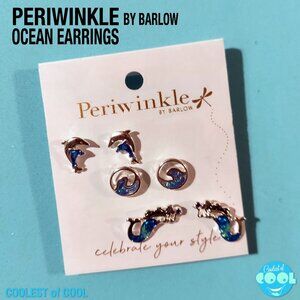 Periwinkle by Barlow 3 pair Ocean Themed wave Dolphin mermaid Earrings Set new